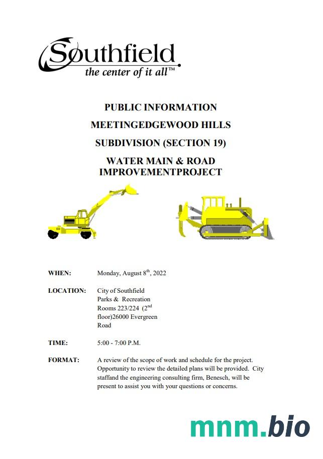 USA Michigan City of Southfield  pożytek woda and construction zawiadomienie o wyłączeniu, szablon Word i PDF, 3 strony 3